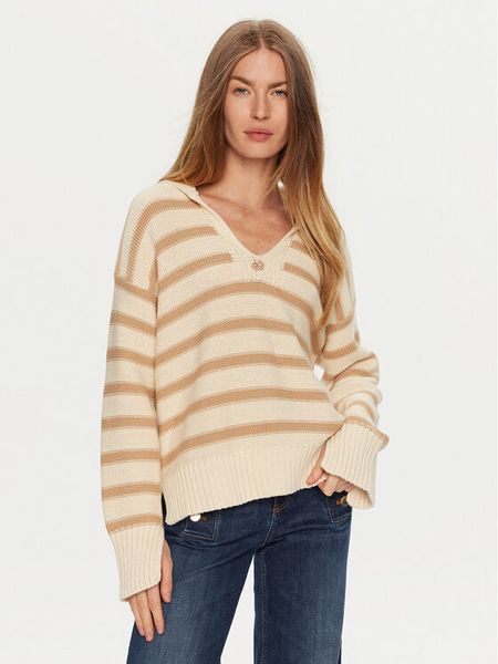 TWINSET Sweter 241TP3210 Beżowy Loose Fit. Brązowe swetry klasyczne Twinset, s, z bawełny, bez kołnierzyka. Za 489,99 zł.