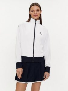 Guess Bluza Mylah V4GQ02 KBFB2 Biały Regular Fit. Białe bluzy Guess, m, z aplikacjami, z syntetyku, bez kaptura. Za 219,99 zł.