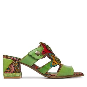 Klapki Laura Vita. Zielone klapki LAURA VITA, bez wzorów, bez obcasa. Za 389,99 zł.