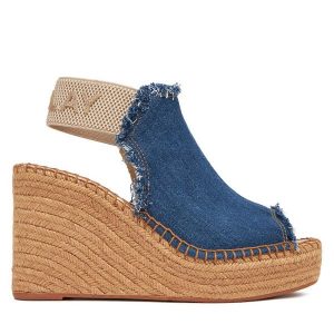 Sandały REPLAY. Niebieskie sandały Replay, bez wzorów, z denimu, bez obcasa, na koturnie, bez zapięcia. Za 329,99 zł.