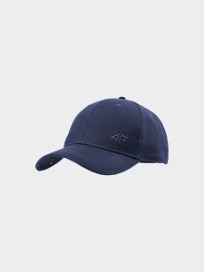 4F Czapka z daszkiem strapback uniseks - granatowa S/M. Niebieskie czapki 4f, bez wzorów, z bawełny, klasyczne. W wyprzedaży za 29,99 zł.