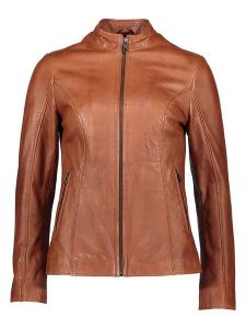 Bugatti Skórzana kurtka w kolorze jasnobrązowym rozmiar: 36. Brązowe kurtki Bugatti, bez wzorów, ze skóry, bez kaptura. Za 545,19 zł.