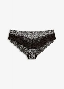 Figi hipster ze wzorem skóry wężowej. Czarne figi bonprix, bez wzorów, ze skóry. Za 37,99 zł.