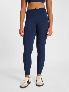 Damskie legginsy Hummel Pulse. Niebieskie legginsy Hummel, bez wzorów, z elastanu, z podwyższonym stanem. Za 243,00 zł.