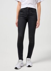 DAMSKIE SPODNIE WRANGLER HIGH SKINNY BLACK 112352302. Czarne rurki Wrangler, z jeansu. Za 219,99 zł.