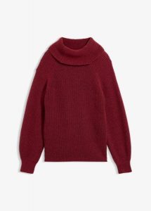 Sweter z miękkiej mieszanki wełny. Czerwone golfy bonprix, bez wzorów, z materiału. Za 269,99 zł.