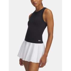 Top treningowy damski Under Armour Motion High Neck Tank. Czarne topy Under Armour, l, bez wzorów, bez kołnierzyka, bez ramiączek. Za 175,65 zł.