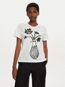 Desigual T-Shirt Shadow 24WWTK11 Biały Regular Fit. Białe t-shirty Desigual, xl, bez wzorów, z bawełny, bez kołnierzyka, bez ramiączek. Za 169,99 zł.