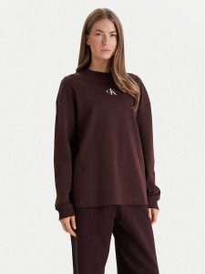 Calvin Klein Jeans Bluza Monologo LV047E211G Brązowy Oversize. Brązowe bluzy Calvin Klein Jeans, xl, bez wzorów, z bawełny, bez kaptura. Za 299,99 zł.