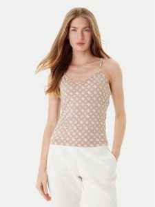 Guess Top V5YP11 MC03W Beżowy Slim Fit. Brązowe topy Guess, xs, z aplikacjami, z syntetyku, bez kołnierzyka, bez ramiączek. Za 179,99 zł.