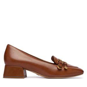 Półbuty Tamaris. Brązowe czółenka Tamaris, bez wzorów, bez obcasa, na obcasie, bez zapięcia. Za 409,99 zł.