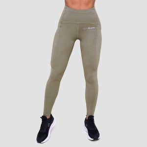 Legginsy damskie do biegania vetiver Pulse. Zielone legginsy GYMBEAM, bez wzorów, z elastanu. Za 112,90 zł.