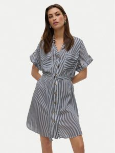 Vero Moda Sukienka koszulowa Bumpy 10325828 Granatowy Loose Fit. Niebieskie kombinezony Vero Moda, xl, bez wzorów, z wiskozy, bez kołnierzyka, bez ramiączek. Za 159,99 zł.