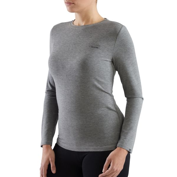 Koszulka longsleeve damska Viking Teres z przędzy bambusowej i wełny Merino. Szare bluzki Viking, m, bez wzorów, z wełny, sportowe, bez kołnierzyka, bez ramiączek. W wyprzedaży za 149,99 zł.