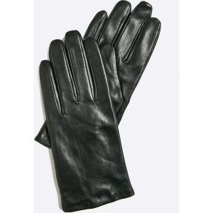Vero Moda - Rękawiczki skórzane. Czerwone rękawiczki marki Vero Moda, z materiału. Za 149,90 zł.