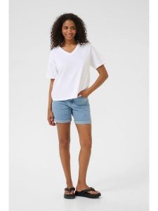 Kaffe Koszulka w kolorze białym rozmiar: XL. Białe bluzki Kaffe, xl, bez wzorów, z bawełny, bez kołnierzyka, bez ramiączek. Za 52,55 zł.