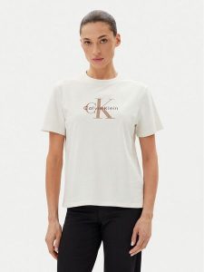 Calvin Klein Jeans T-Shirt LV047B865G Biały Relaxed Fit. Białe t-shirty Calvin Klein Jeans, s, bez wzorów, z bawełny, bez kołnierzyka, bez ramiączek. Za 129,99 zł.
