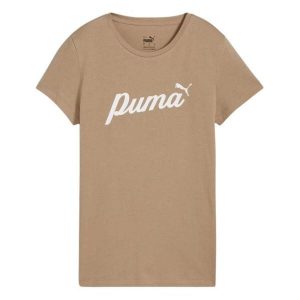 T-shirt Damski Skrypt Essentials. Brązowe t-shirty Puma, bez wzorów, bez kołnierzyka, bez ramiączek. Za 130,99 zł.