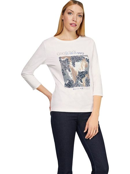 Heine Koszulka w kolorze kremowym rozmiar: 42. Brązowe bluzki Heine, bez wzorów, z bawełny, bez kołnierzyka, bez ramiączek. Za 96,60 zł.