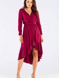 Sukienka Model A456 Bordo - awama. Sukienki Awama, l, bez wzorów, z elastanu, eleganckie, bez kołnierzyka, plus size, bez ramiączek, kopertowe. Za 412,33 zł.