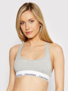 Calvin Klein Underwear Biustonosz top F3785E Szary. Szare topy Calvin Klein Underwear, s, bez wzorów, z bawełny, bez kołnierzyka, bez ramiączek. Za 99,99 zł.