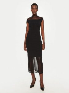 Calvin Klein Sukienka codzienna K20K207919 Czarny Regular Fit. Czarne sukienki Calvin Klein, na co dzień, xs, bez wzorów, z wiskozy, bez kołnierzyka, bez ramiączek, proste. Za 689,99 zł.