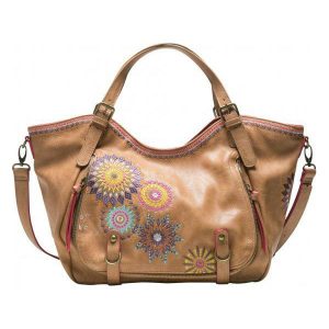 Desigual Torebka Damska Amelie Rotterdam, Brązowa. Brązowe torebki klasyczne marki Desigual, z haftami. Za 350,00 zł.