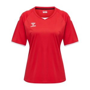 Koszulka damska Hummel hmlhmlCORE volley. Czerwone bluzki Hummel, l, bez wzorów, sportowe, bez kołnierzyka, bez ramiączek. Za 136,50 zł.
