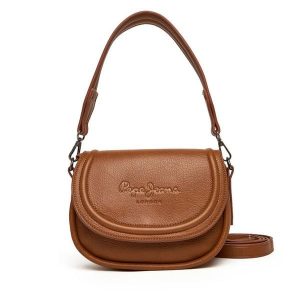 Torebka Pepe Jeans. Brązowe torebki klasyczne Pepe Jeans, bez wzorów, z jeansu, bez dodatków. Za 279,99 zł.