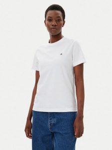Calvin Klein Jeans T-Shirt LV047B224G Biały Regular Fit. Białe t-shirty Calvin Klein Jeans, l, bez wzorów, z bawełny, bez kołnierzyka, bez ramiączek. Za 99,99 zł.