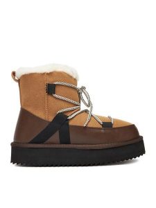 DeeZee Śniegowce DZN-024 Brązowy. Brązowe buty zimowe DeeZee, ze skóry, bez obcasa, bez zapięcia. Za 299,99 zł.