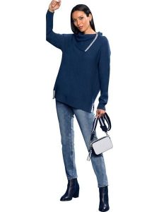 Heine Sweter w kolorze granatowym rozmiar: 40/42. Niebieskie swetry oversize Heine, bez wzorów, bez ramiączek. Za 104,99 zł.