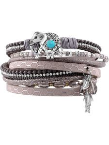 LA CHIQUITA Bransoletka "Aryanal" z elementami ozdobnymi rozmiar: onesize. Szare bransoletki LA CHIQUITA, z kryształem, metalowe. Za 126,45 zł.