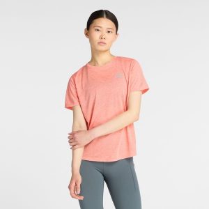 Koszulka damska New Balance WT41253FLE – pomarańczowa. Brązowe bluzki New Balance, l, bez wzorów, z materiału, sportowe, bez kołnierzyka, bez ramiączek. Za 199,99 zł.