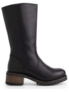 Mysa Skórzane kozaki "Dianthe" w kolorze czarnym rozmiar: 40. Czarne kozaki Mysa, na zimę, bez wzorów, z materiału, bez obcasa, bez zapięcia. Za 314,75 zł.