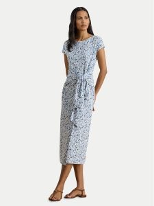 LAUREN RALPH LAUREN Sukienka codzienna 200P09120001 Niebieski jasny Slim Fit. Niebieskie sukienki Lauren Ralph Lauren, na co dzień, s, bez wzorów, z bawełny, bez kołnierzyka, bez ramiączek, proste. Za 667,99 zł.