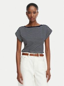 Tommy Hilfiger T-Shirt Gold Btn Cap WW0WW50942 Kolorowy Slim Fit. T-shirty TOMMY HILFIGER, s, bez wzorów, z bawełny, bez kołnierzyka, bez ramiączek. Za 289,99 zł.