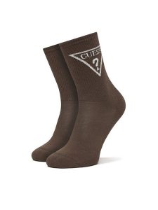 Guess Skarpety długie V2GZ00 ZZ00I Brązowy. Brązowe skarpetki Guess, z aplikacjami, z bawełny. Za 59,99 zł.