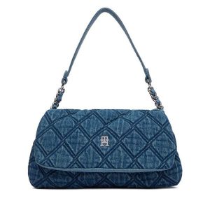 Torebka Tommy Hilfiger. Niebieskie torebki klasyczne TOMMY HILFIGER, bez wzorów, z denimu, bez dodatków. Za 649,99 zł.