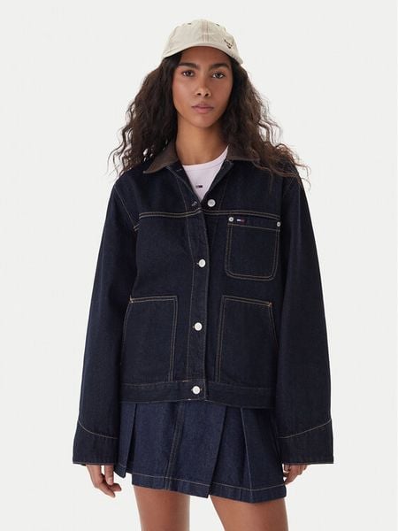 Tommy Jeans Kurtka jeansowa Chore DW0DW21981 Granatowy Regular Fit. Niebieskie kurtki Tommy Jeans, l, bez wzorów, z bawełny, bez kaptura. Za 369,99 zł.