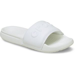 Damskie klapki Crocs Crocs All Day Slide W 211430-100. Białe klapki Crocs, bez wzorów, z materiału, z okrągłym noskiem, bez obcasa. Za 121,72 zł.