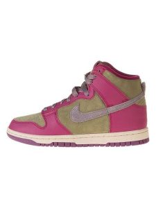 Nike Skórzane sneakersy "Dunk High" w kolorze różowo-oliwkowym rozmiar: 37,5. Brązowe trampki Nike, bez wzorów, ze skóry, za kostkę, bez zapięcia. Za 224,52 zł.