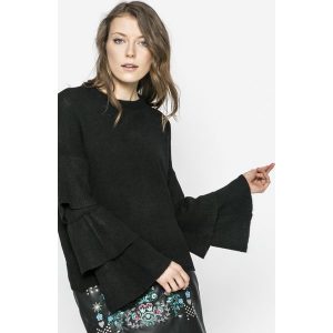 Only - Sweter Flower. Szare swetry klasyczne marki ONLY, z dzianiny, z okrągłym kołnierzem. W wyprzedaży za 59,90 zł.