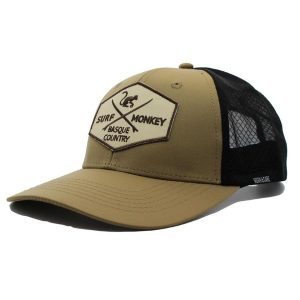 Czapka trucker górska i trekkingowa – Dry-Tech – wodoodporna (Beżowy). Brązowe czapki SURF MONKEY, z aplikacjami, z materiału, sportowe. Za 135,96 zł.