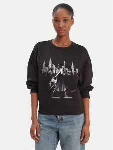 DKNY Bluza P5MOQCSC Czarny Regular Fit. Czarne bluzy DKNY, xs, bez wzorów, z syntetyku, bez kaptura. Za 339,99 zł.