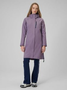 4F Płaszcz membrana 8000 damski - fioletowy XXL. Fioletowe płaszcze 4f, xxl, bez wzorów, ze skóry, bez kaptura. Za 499,99 zł.