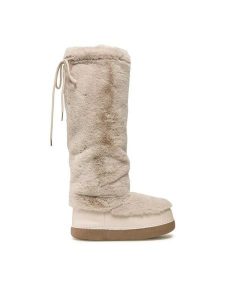 Jenny Fairy Kozaki WS19002-04A Beżowy. Brązowe kozaki Jenny Fairy, bez wzorów, z materiału, bez obcasa, na płaskiej podeszwie, bez zapięcia. Za 149,97 zł.