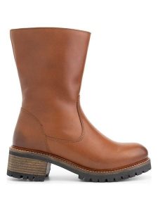 Mysa Skórzane botki "Delphine" w kolorze jasnobrązowym rozmiar: 40. Brązowe botki Mysa, bez wzorów, z materiału, bez obcasa, bez zapięcia. Za 346,18 zł.