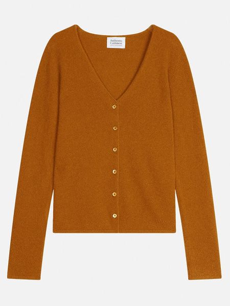 AUTHENTIC CASHMERE Kaszmirowy kardigan "Chalais" w kolorze karmelowym rozmiar: S. Brązowe kardigany AUTHENTIC CASHMERE, z kaszmiru. Za 364,56 zł.