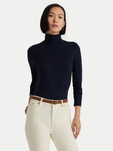 LAUREN RALPH LAUREN Golf 200675597007 Granatowy Slim Fit. Niebieskie golfy Lauren Ralph Lauren, bez wzorów, z wiskozy. Za 299,99 zł.